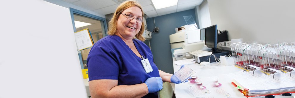 nurse working in lab