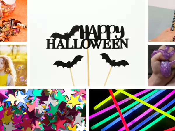 a collage of halloween non-candy options