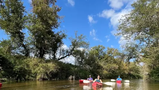 Residents kayaking the Kickapoo river.