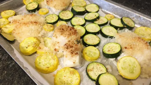 Parmesan cod with summer squash recipe