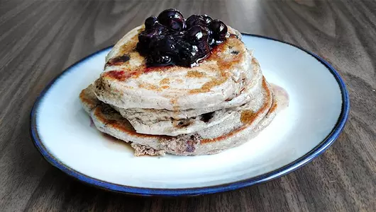 blueberry wheat pancakes with blueberry syrup recipe