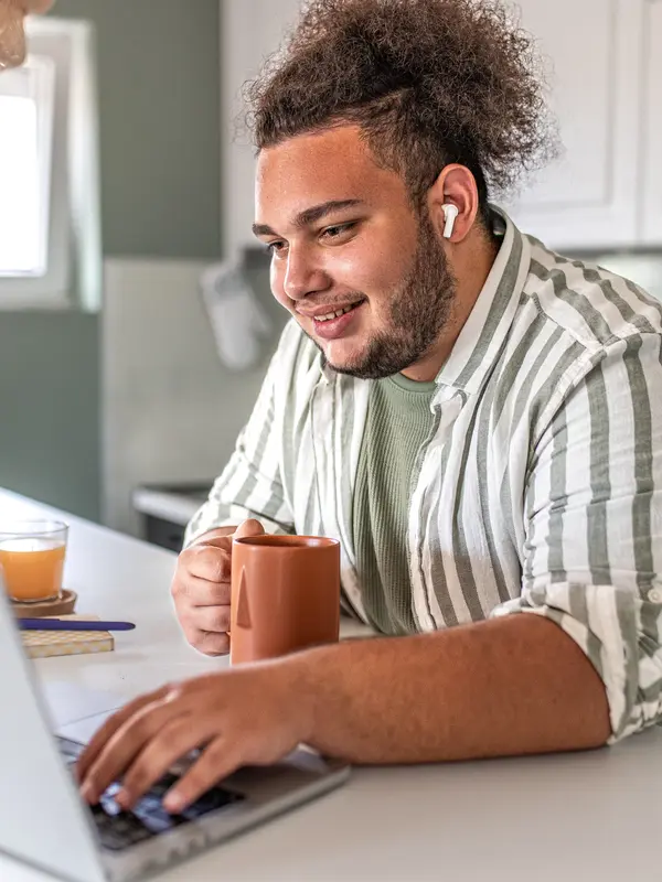 Young businessman working on his laptop.