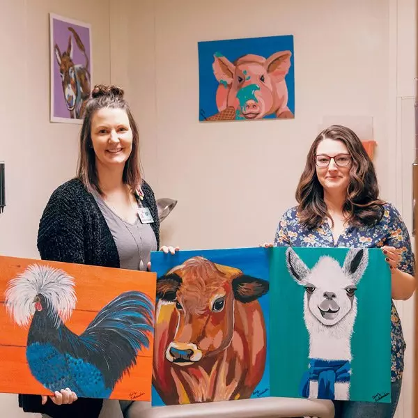 Artist Amy Schneider with provider Jessica Thompson, NP - Elroy Clinic, Wisconsin