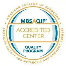 MBSAQIP accreditation seal for bariatric surgery.