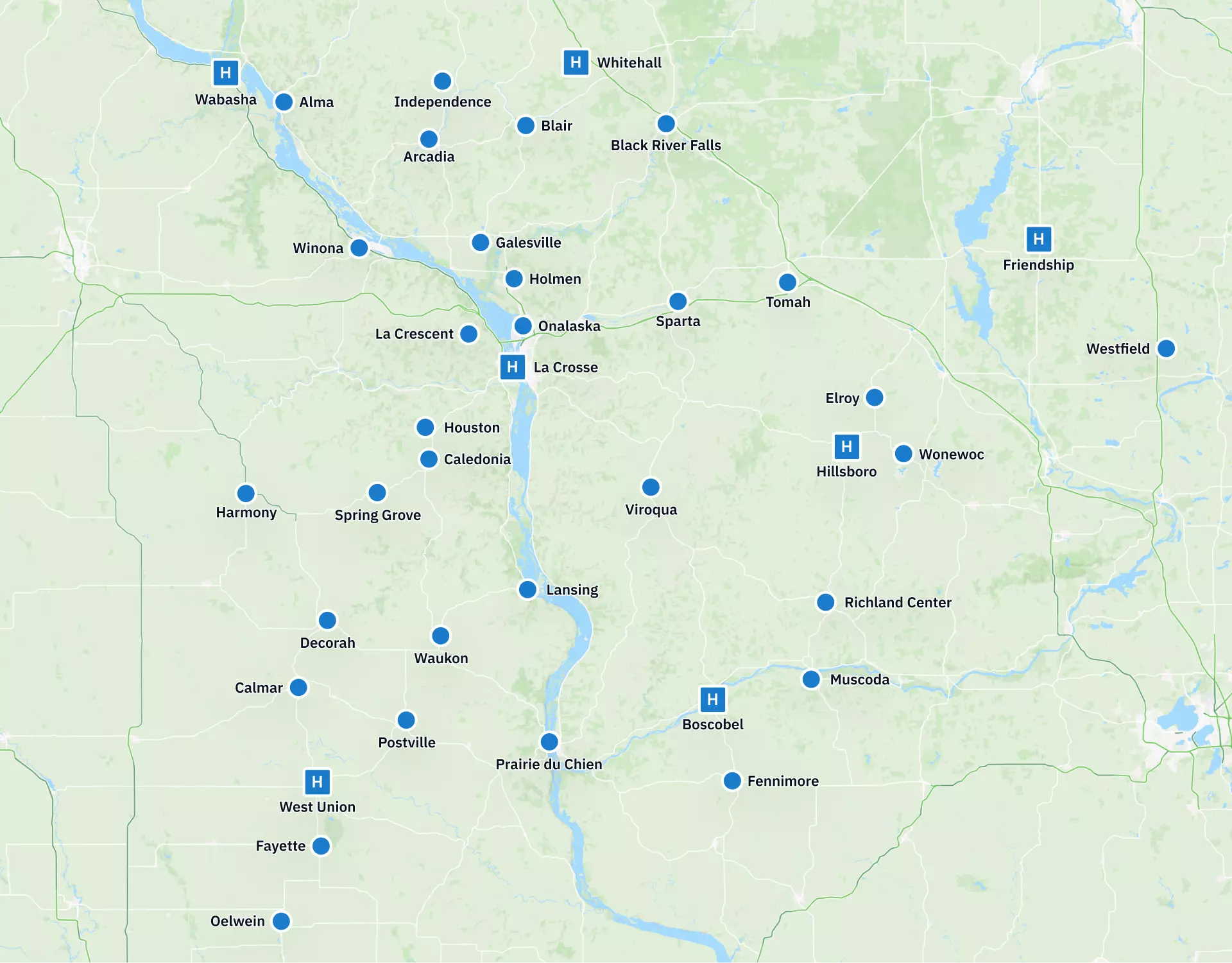 Gundersen Locations Map